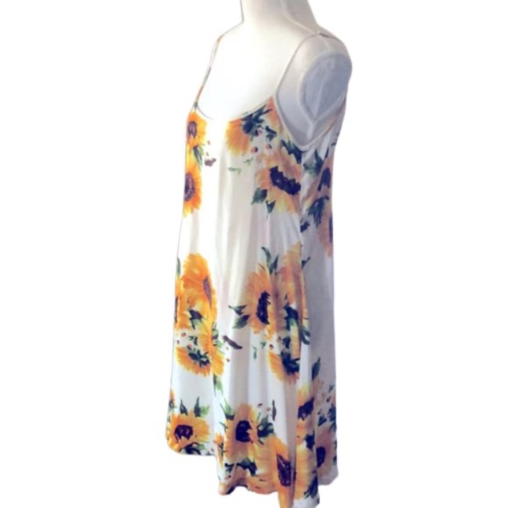 MS Basic Sunflower Floral Strappy  Dress Casual
